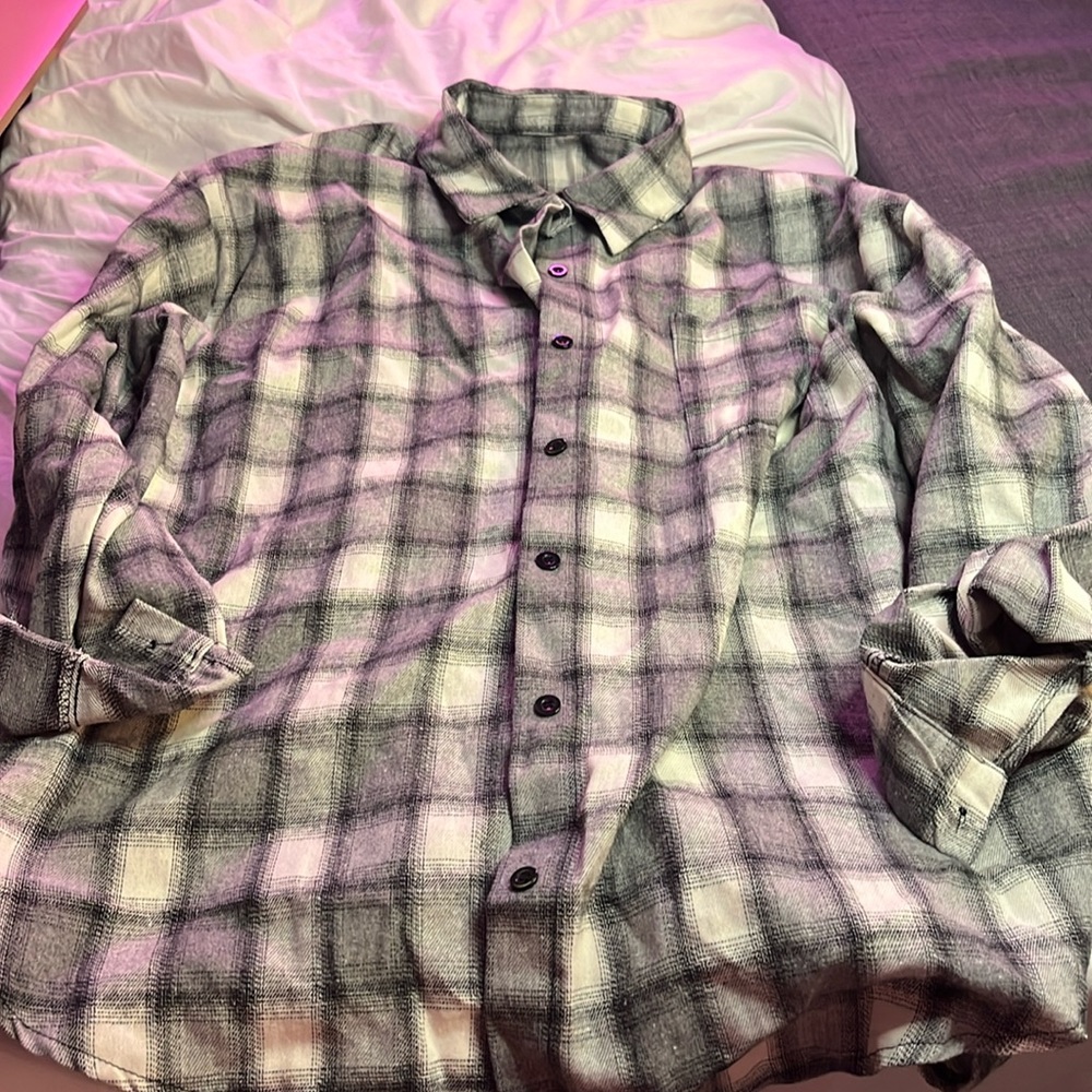 Dazy Cuff Sleeve Plaid Shirt